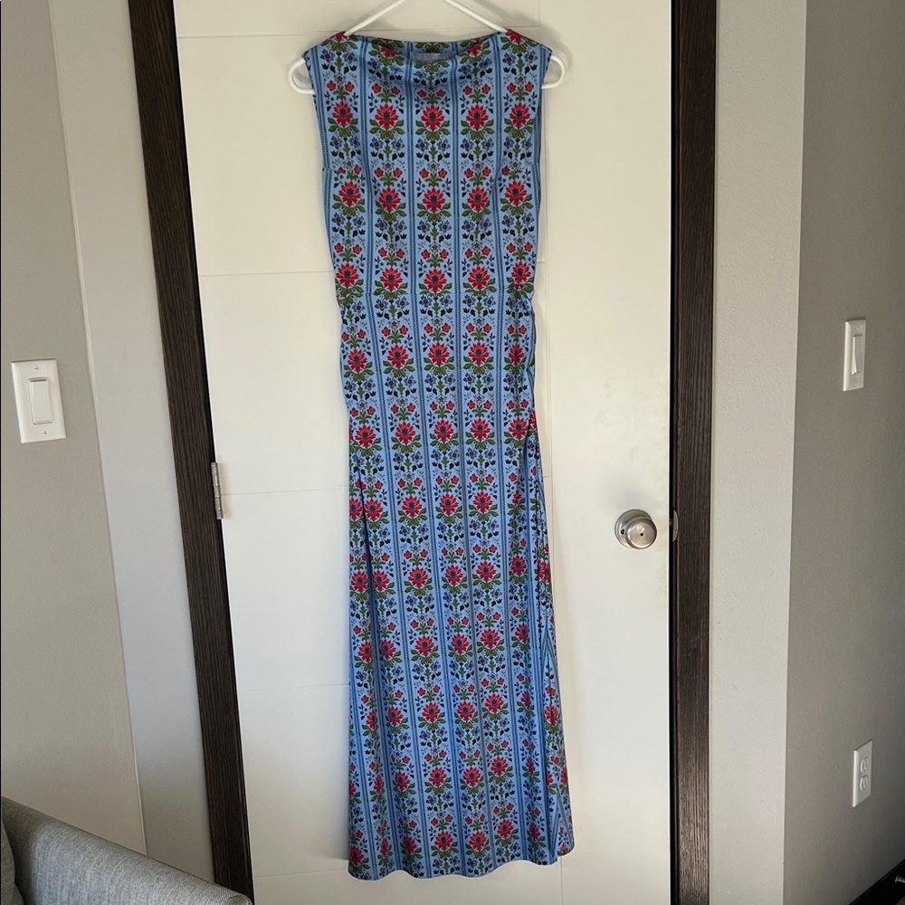 Hill House Home 
The Sloane dress 
Floral Block Stripe/Blue Multi